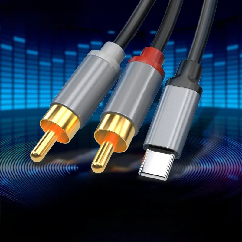 Câble Audio USB C vers RCA Type C vers 2 câble RCA pour amplificateur de haut-parleur Huawei Xiaomi ordinateur portable 1m 2m 3m séparateur USB C RCA Y