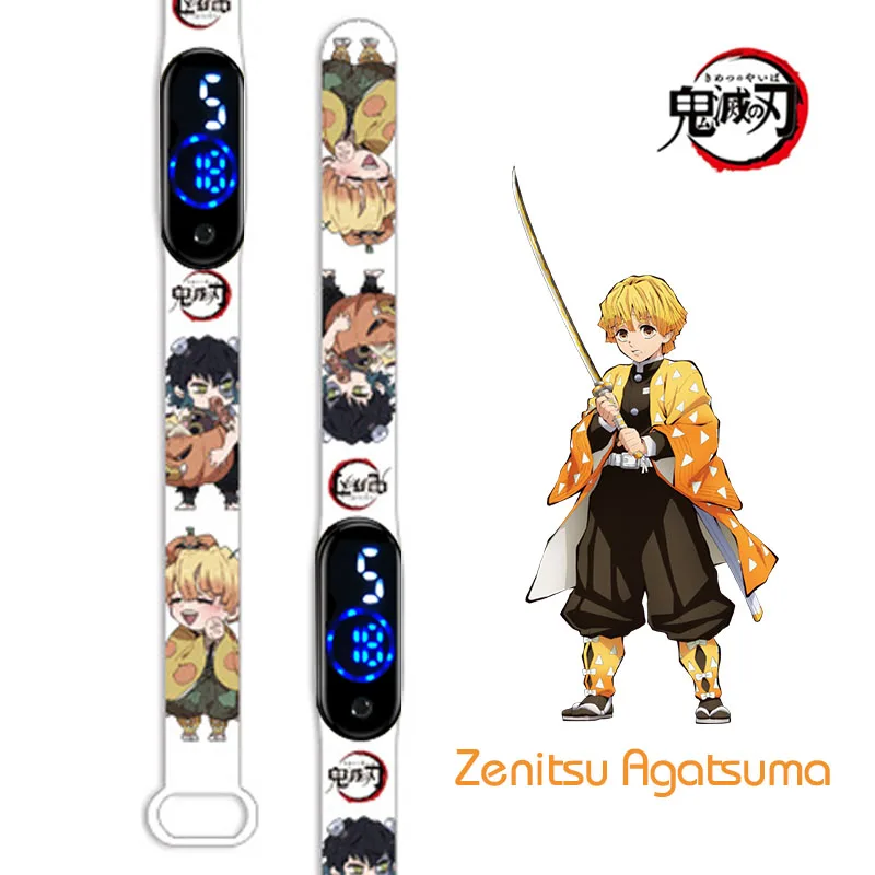 Montre électronique LED Demon Slayer Kimetsu No Yaiba, horloge numérique, bracelet imprimé en Silicone, cadeaux d\'anniversaire pour enfants,