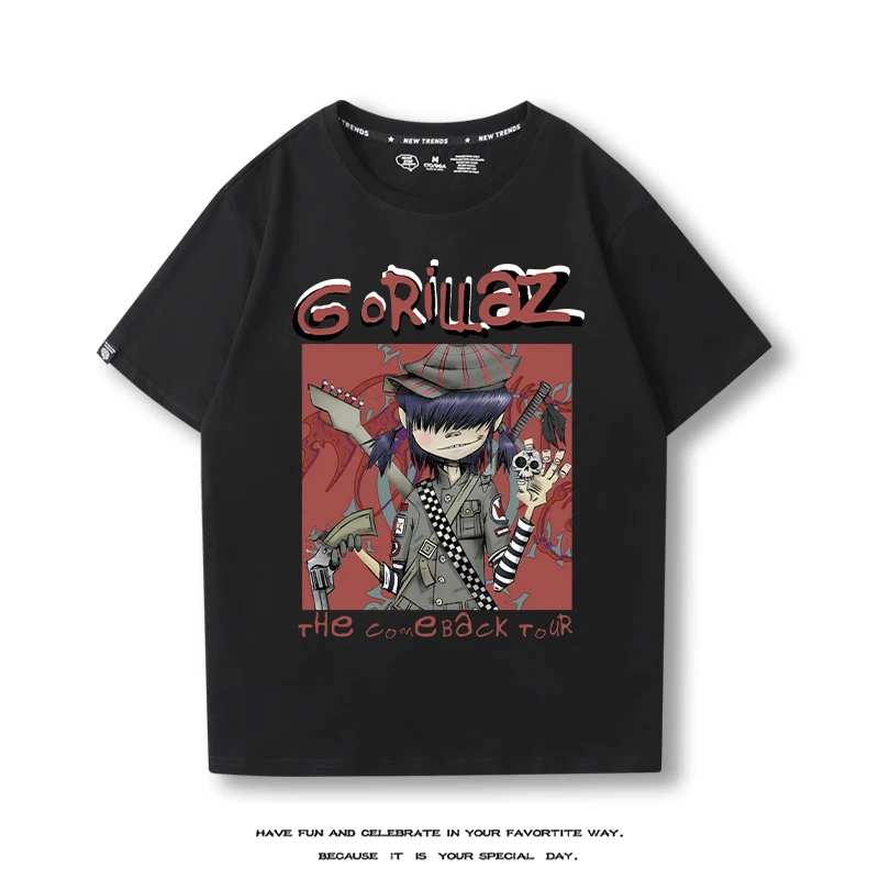 Hot-Selling British Gorillaz Virtual Band T-Shirt Children\'s Summer New Street Rock Hip-Hop Print Versatile Boy And Girl T-Shirt