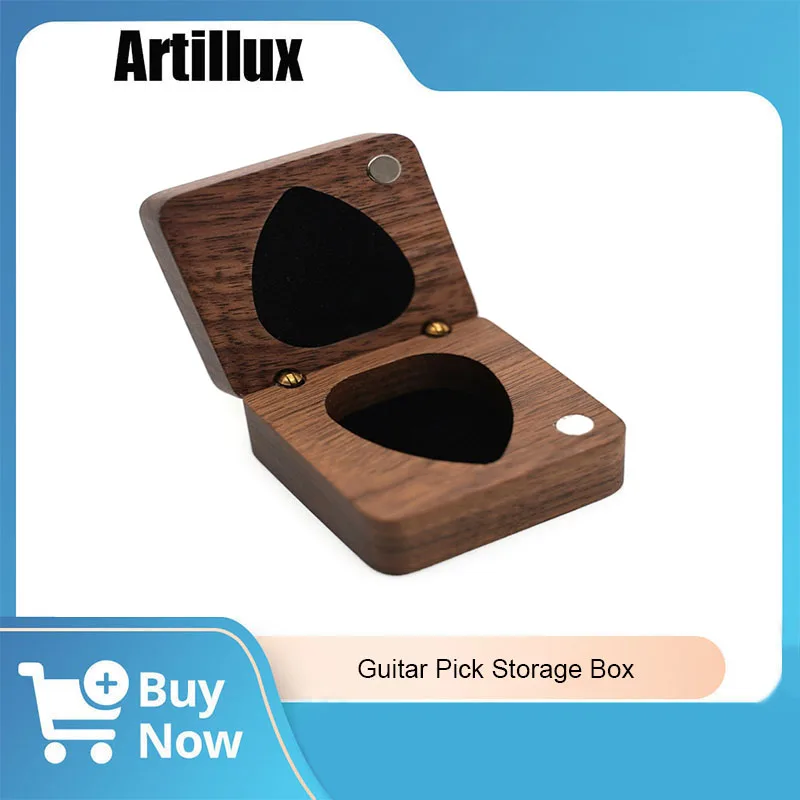 

1Pc Guitar Pick Storage Box Decorative Solid Wood Gift Compact Square Plectrum Holder Case for Guitar lover Parts & Accessories