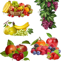 Three Ratels CO86 Colorful fruit and vegetable  kitchen cabinets tiles decorative refrigerator dining room wall sticker