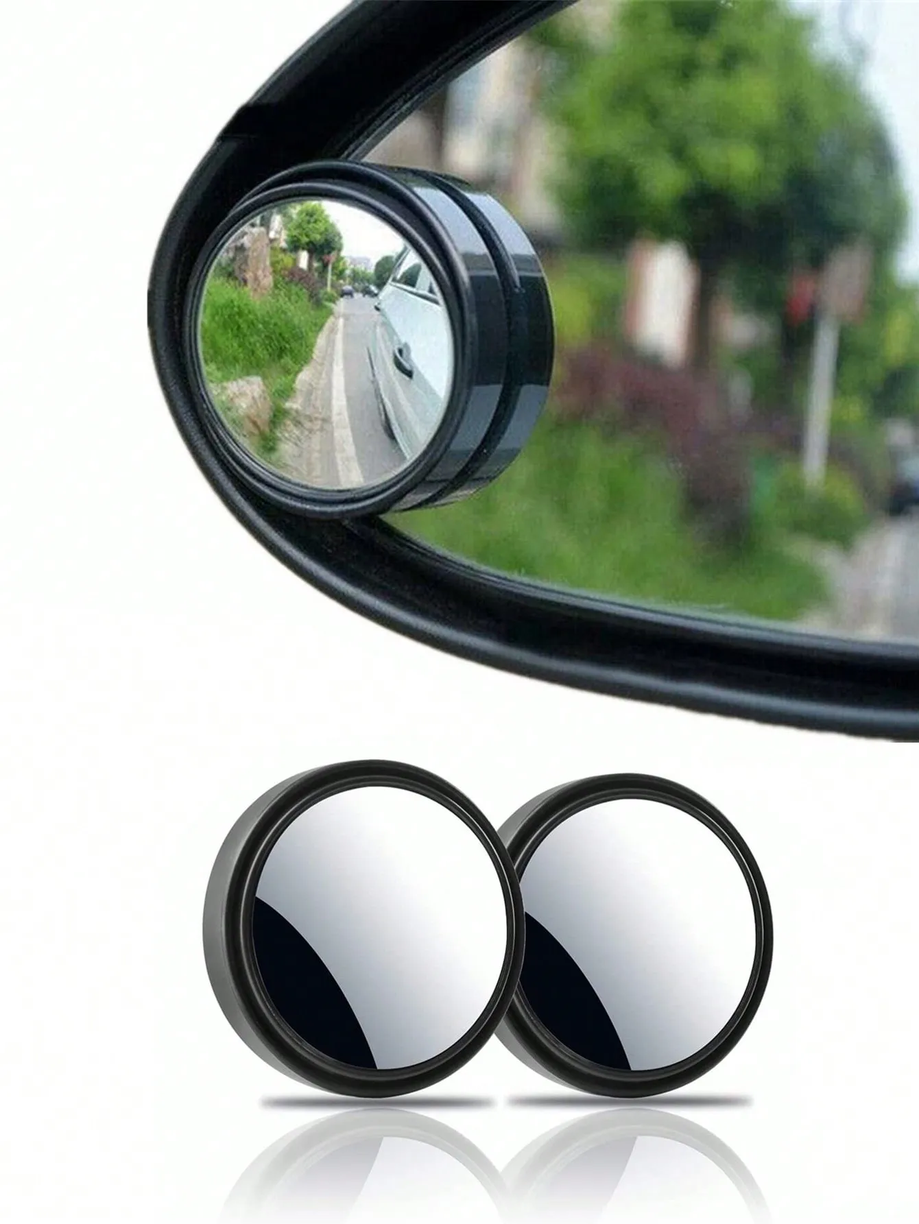 

2-Pack Universal Silver 360° Rotating Frameless Blind Spot Mirrors - Essential Car Safety Accessory for Enhanced Rear-View Visibility And Assisted Driving