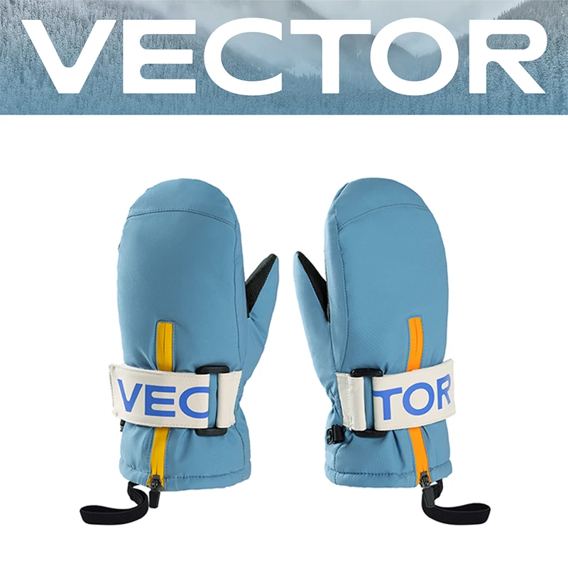 VECTOR -20 graden vinger strakke skihandschoenen voor kinderen, jongens en meisjes, vochtbestendige en warme P-katoenen handschoenen PU-palm