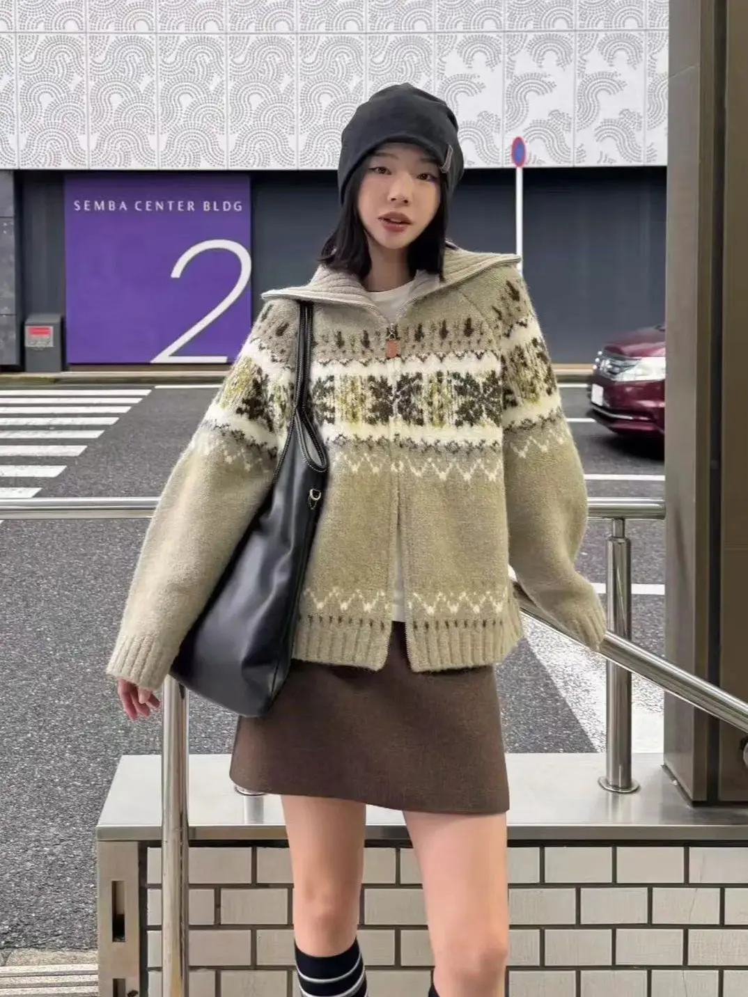 秋冬用カジュアルラペルカラーカーディガン