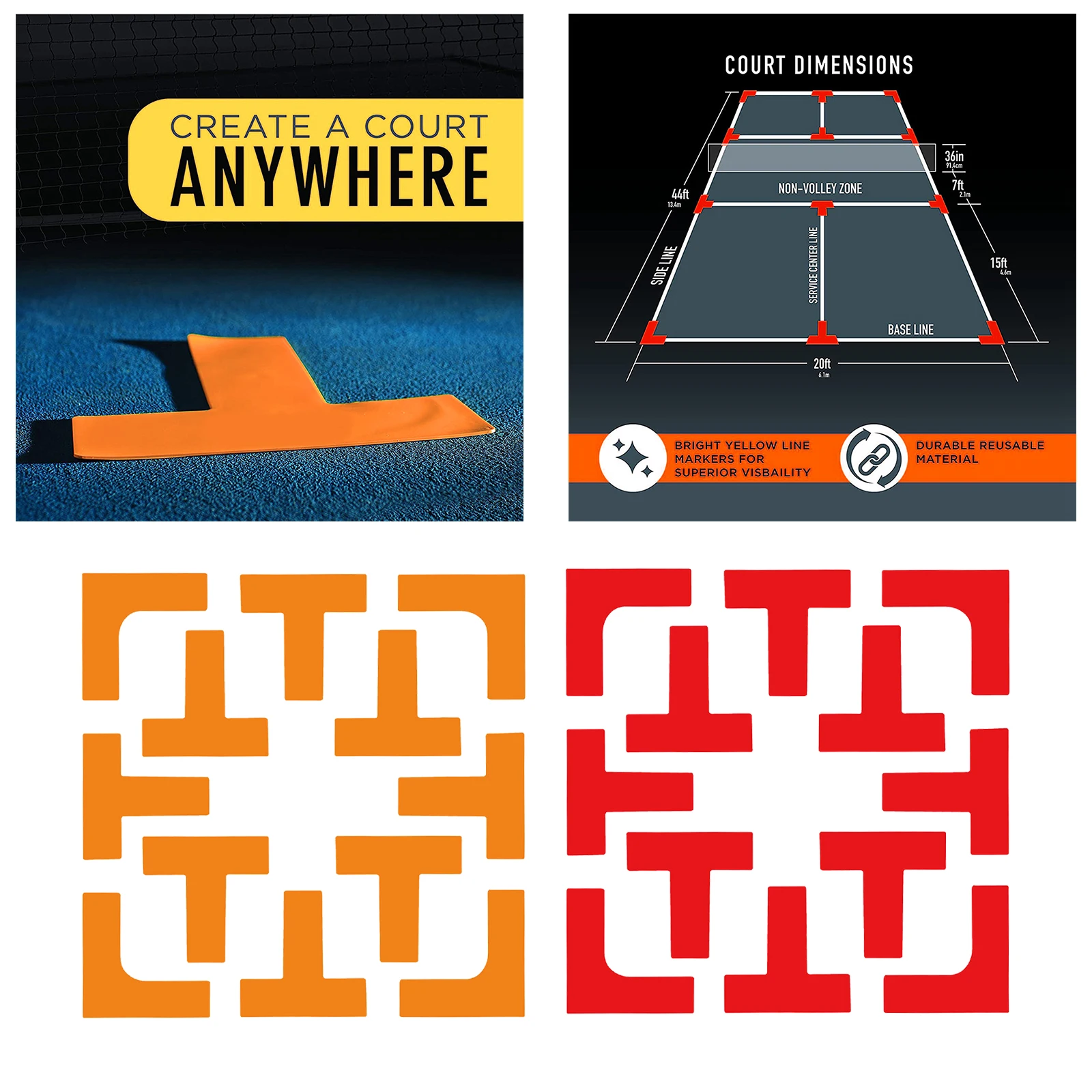 

Маркер для линий Pickleball Court, портативные уличные аксессуары, простая в использовании линия для бадминтона для тенниса, спортивных тренировок на открытом воздухе