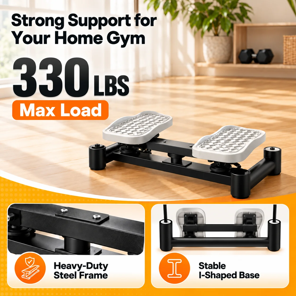 Waist Twister Machine Exercise, 330 lbs Capacity, Smooth Quiet Rotation, Anti-Slip AB Twister Board, Heavy-Duty Steel Frame, Durable Nylon Cords, FlexBar, Slim Waist and Core Ab Exercise, Home Gym