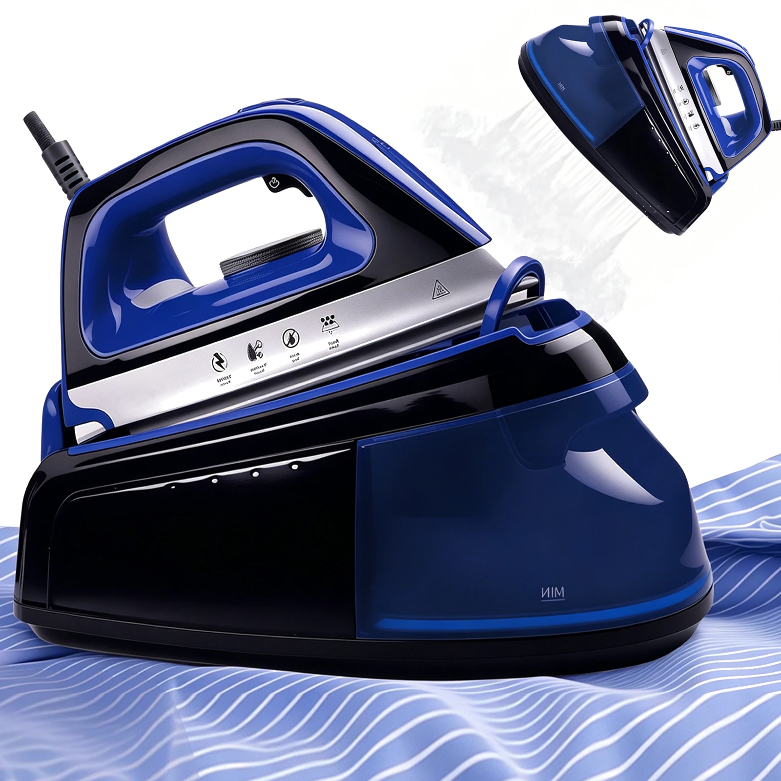 Plancha eléctrica portátil de 2400W, mini vaporizador de ropa, plancha de vapor para ropa, plancha con suela de cerámica antiadherente para planchar. ﻿