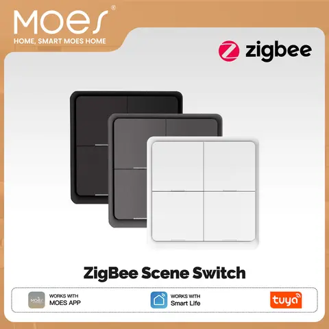 MOES ZigBee Wireless 12 Scene Switch Tuya Smart 4 Gang Push Button Controller Remote Control Switch For Automation Scenarios