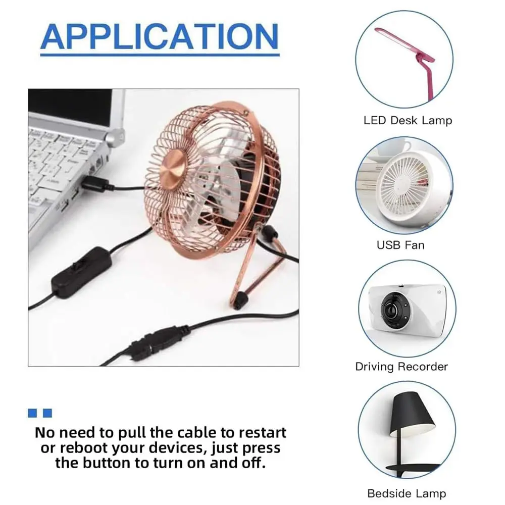 Kabel USB Jantan ke Betina dengan Sakelar On/Off, Kabel Pengisi Daya Ekstensi USB untuk Perekam Berkendara, Lampu Meja LED, Kipas USB, Strip LED