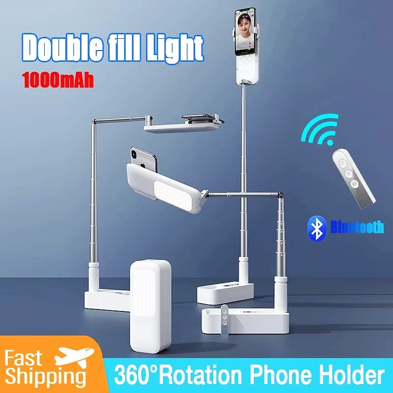 Mobile Phone Holder Mounting Selfie Tripod Stand for Overhead with Light Led Rim Of Lamp For Selfie Live Video Stream for iPhone