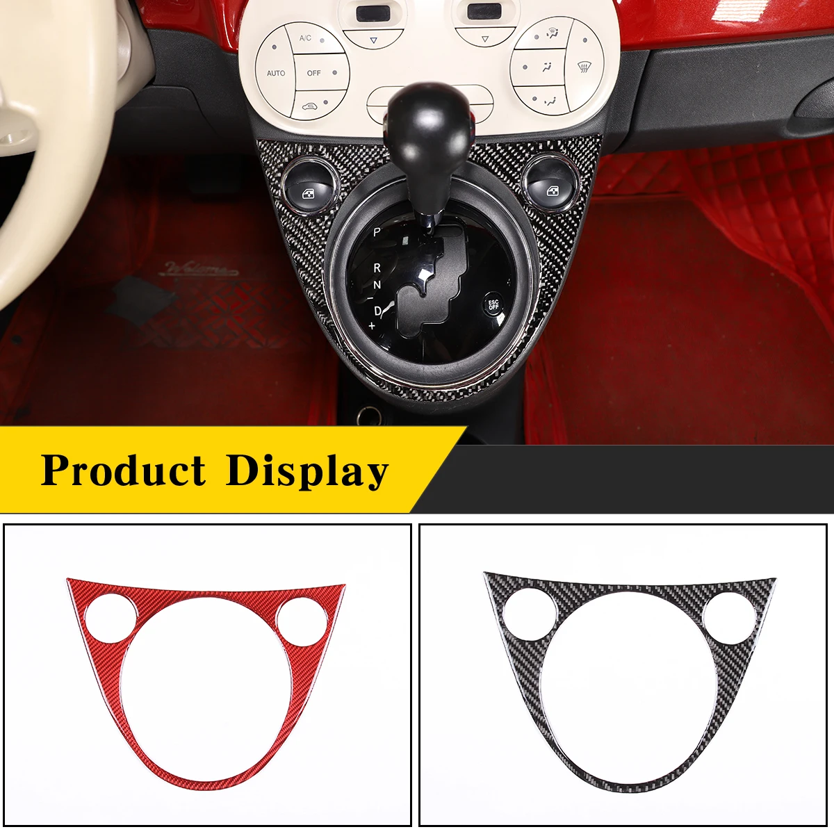 

For Fiat 500 2011-2019 Soft Carbon Fiber Car Central Control Gear Decoration Panel Sticker Protection Car Interior Accessories