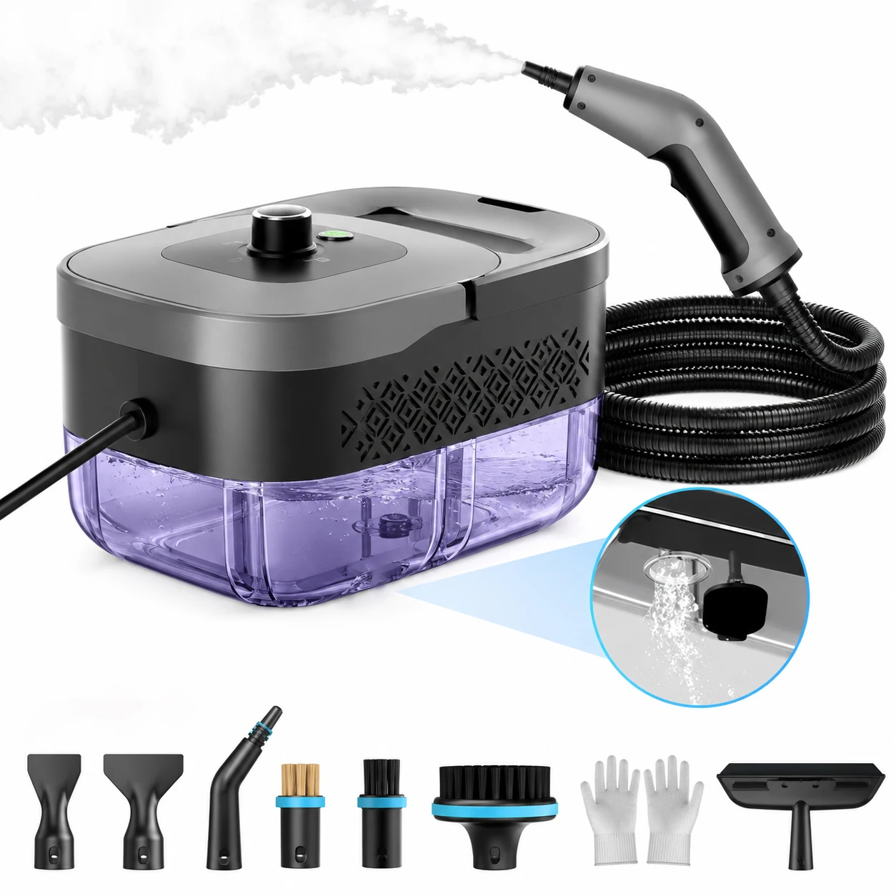 Portable Handheld Steam Cleaner High Temperature Deep Cleaning with Multi Accessories Fast Heat for Home Kitchen Air Conditioning Car Furniture