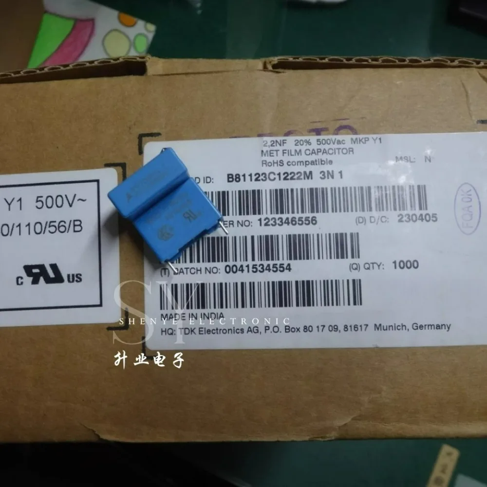 5pcs/lot EPCOS MKP 0.0022uf 500vAC 2.2nf 2n2 2200pf 222 M Y1 Brand New 15mm Film Capacitor B81123C1222M