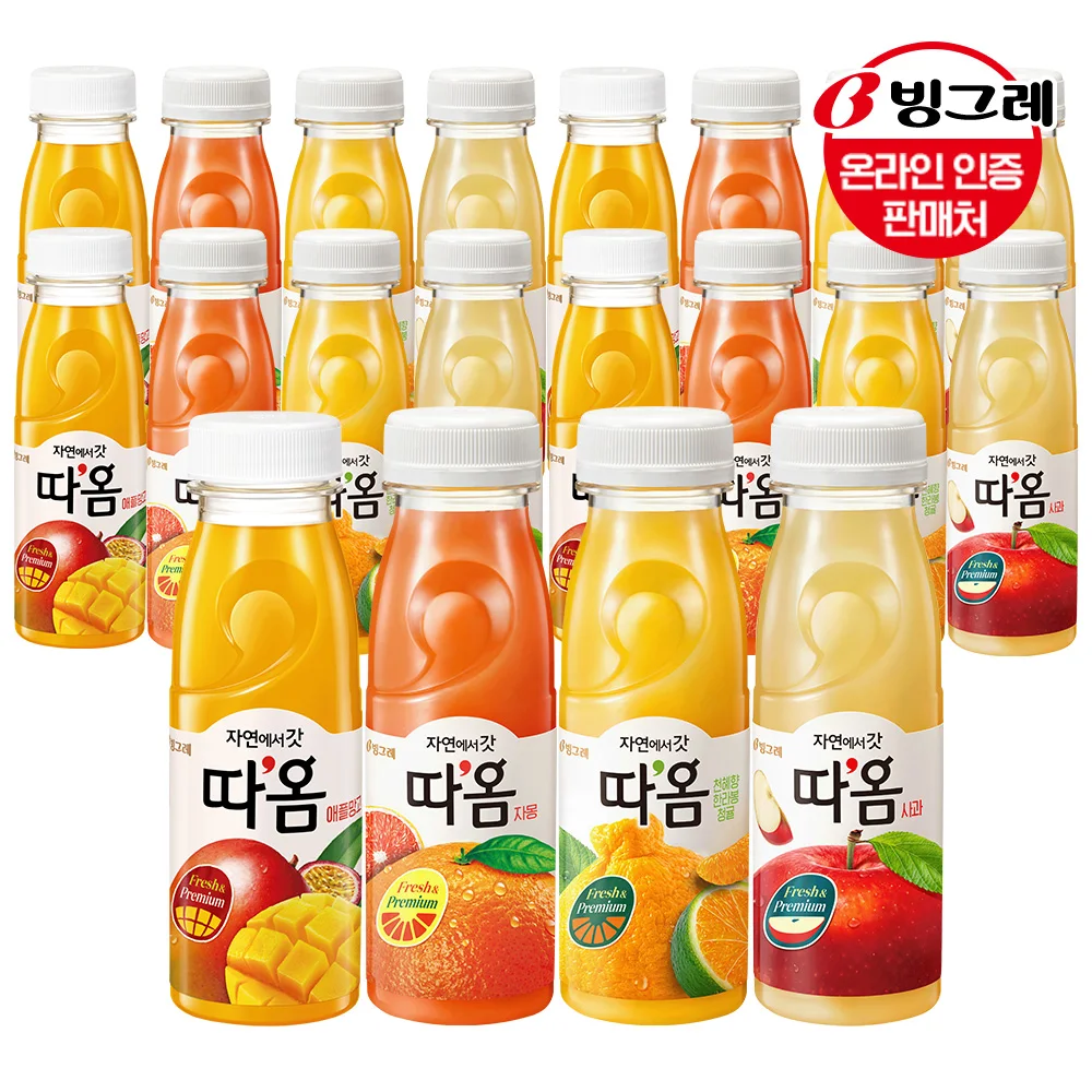 빙그레 따옴 주스 235ml 20병(사과5병+애플망고5병+자몽5병+천혜향5병)