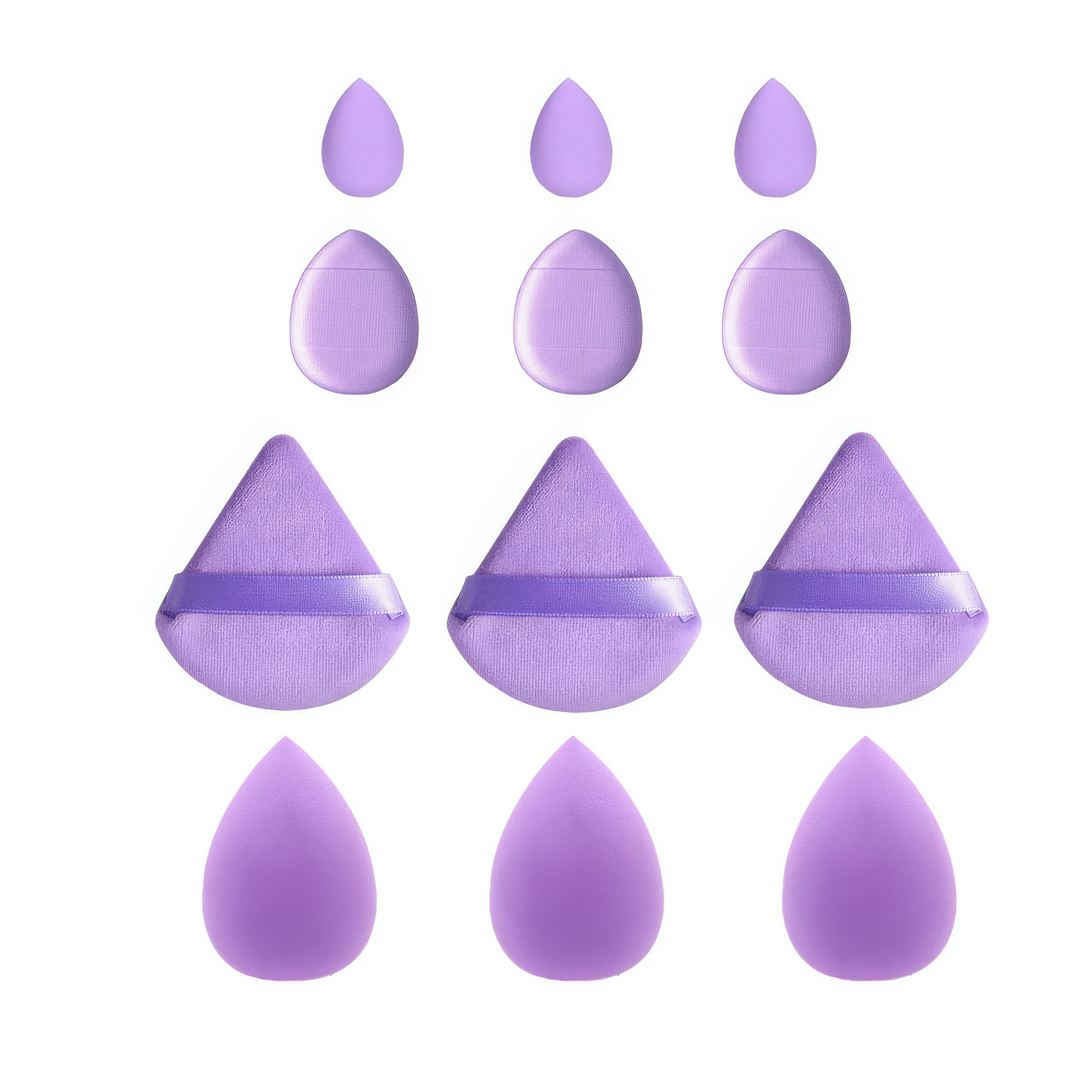 1/2/3 sets Beauty Egg-sets, dieppaars/beige/roze, waterdruppelvorm + driehoekige combinatie, geschikt voor alle huidtypes