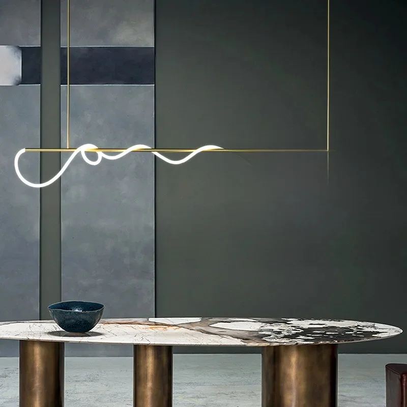 Moderne Lange Slang Led Plafond Kroonluchter Voor Tafel Eetkamer Keuken Bar Hangende Verlichting Ophanging Ontwerp Lusters Armaturen - afbeelding 2