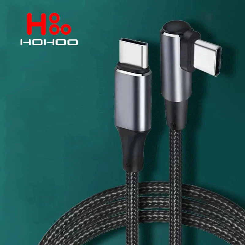 90 Degree Elbow USB Type C Cable 100W 5A Fast Charging Data Cord For iPhone 15 16 Pro Huawei Xiaomi USB C To Type C Cable Gaming