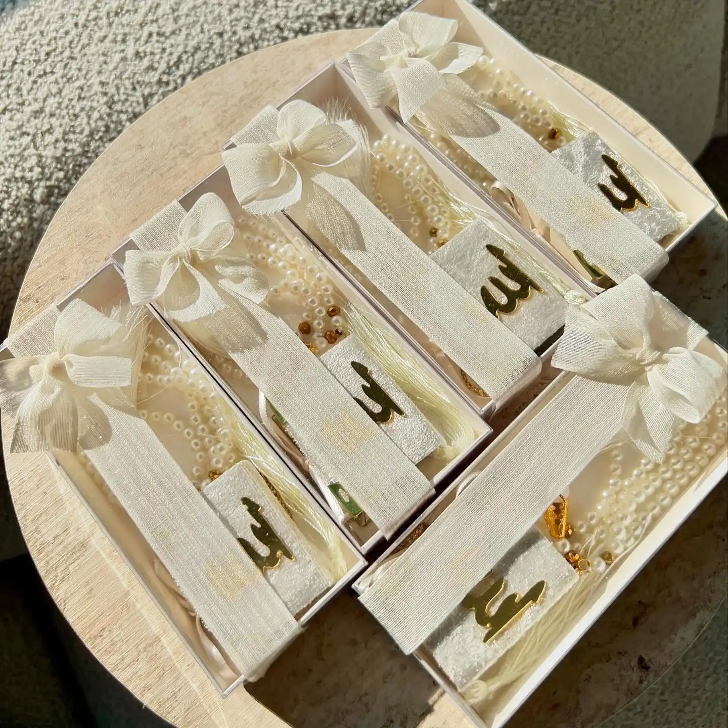 10 PCs Velvet Mini Quran Pearl Tasbeeh Decorated Box Gift | Eid Favor | Wedding | Baby Shower | Graduation | Islamic Muslim