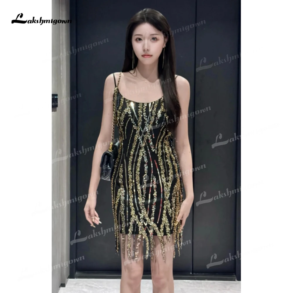 

Черное, золотое облегающее платье 1920-х годов на бретельках с блестками и бахромой Коктейльное платье Платья для выпускного вечера по индивидуальному заказу