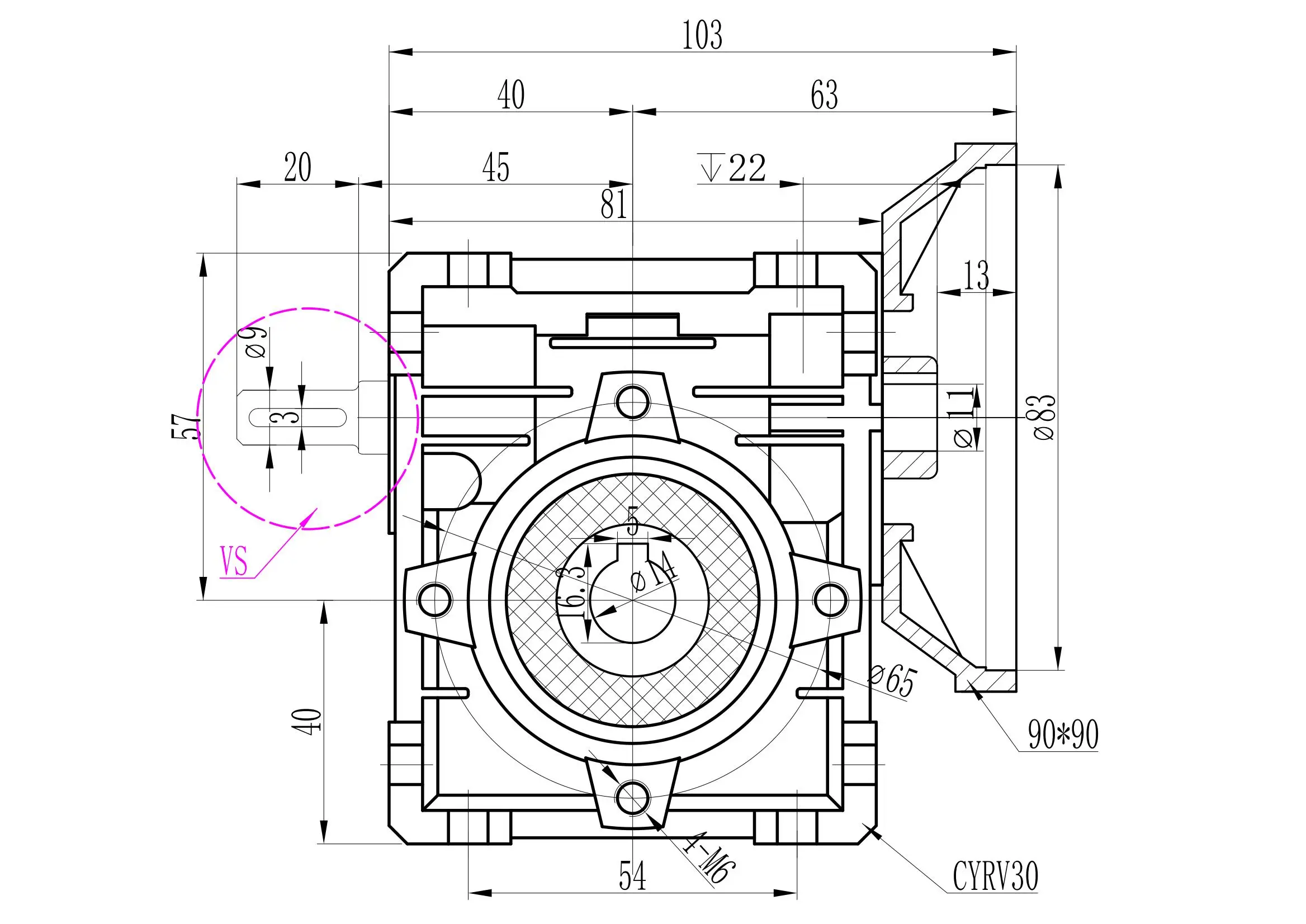 Worm Gearbox Gear Reducer NMRV30-VS CYRV30-VS Input 11mm Output 14mm i 5-80 Tin Bronze