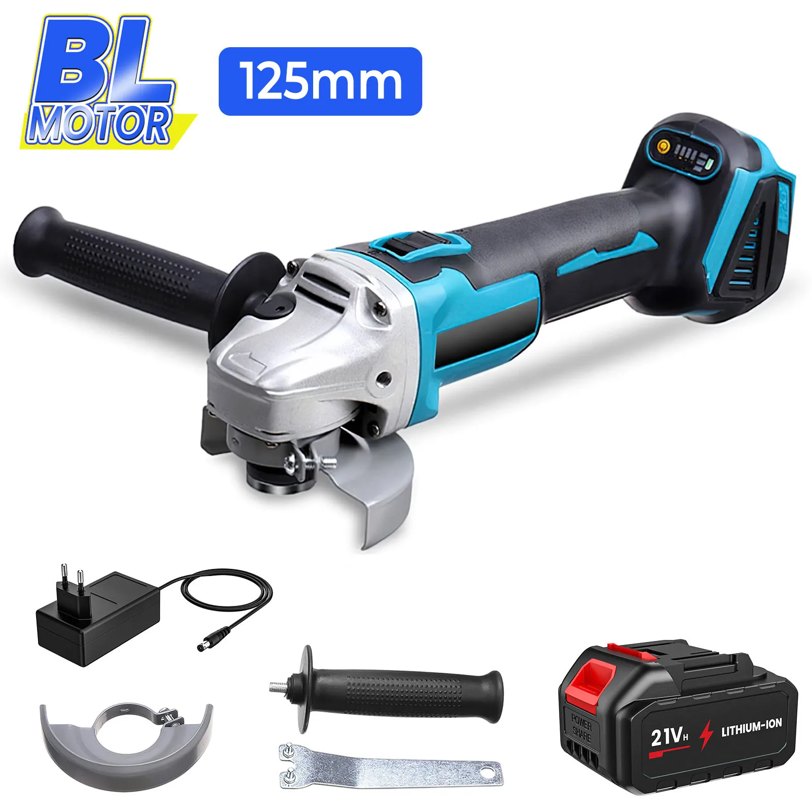 125MM Borstelloze Draadloze Elektrische Haakse Slijper 4 Snelheden Slijpen Polijstmachine Houtbewerking Elektrisch Gereedschap Voor Makita 18V Batterij