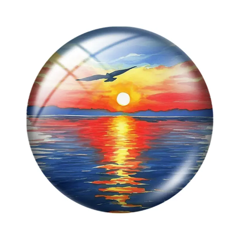 Sunset View Clipart  10pcs 12mm/18mm/20mm/25mm Round photo glass cabochon demo flat back Making findings - view 6
