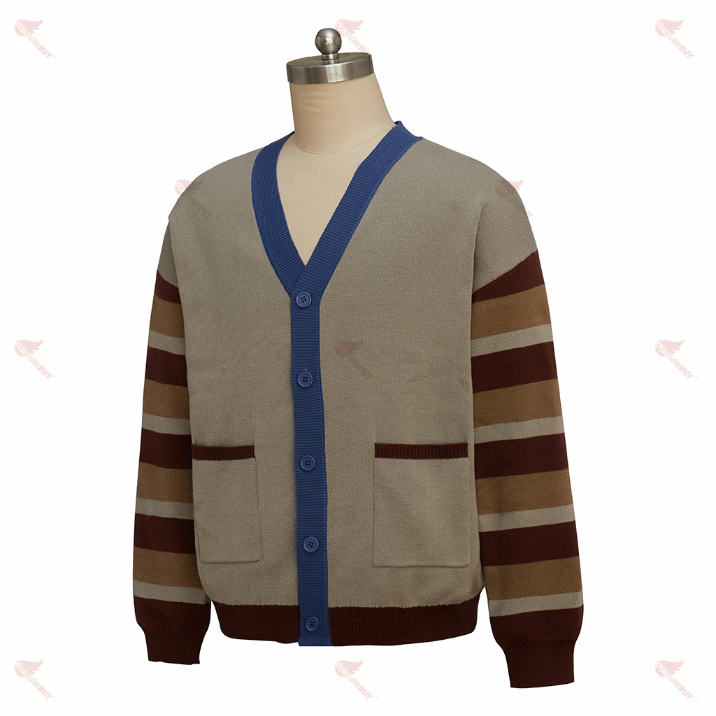 Ticci Toby Cosplay Cardigan Knitwear, Creepypasta Toby Costume Unisex Knit Shirt, Striped Splice Casual Sweater for Adult