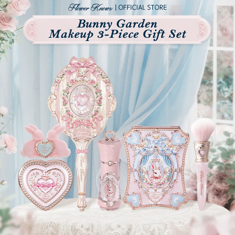 Flower Knows Bunny Garden Collection Gift Set includes makeup palette+lipstick+blush