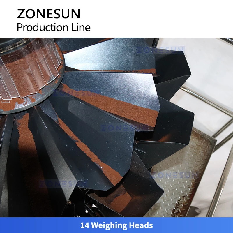 ZONESUN ZS-FAL180G7 التلقائي مسحوق التوابل خط إنتاج القهوة زجاجة ملء السد وضع العلامات وزنها المعدات