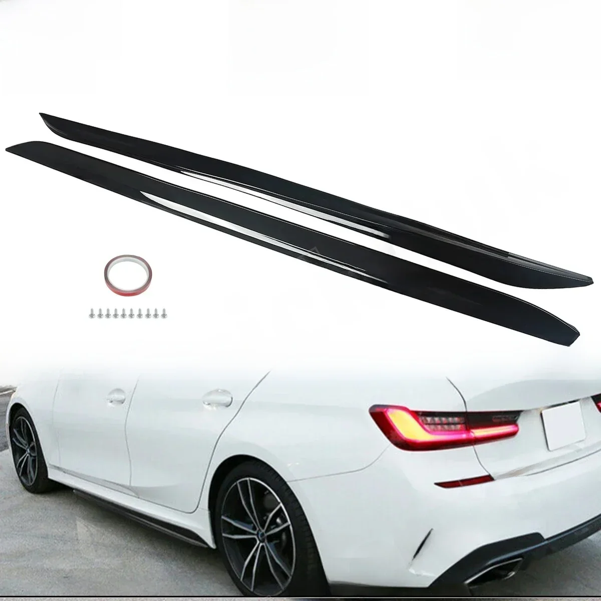 MagicKit Gloss Black Side Extension Skirt dla BMW serii 3 G20 G28 M-Sport Zderzak 2019-2020 Auto Modyfikacja Część — zdjęcie 2