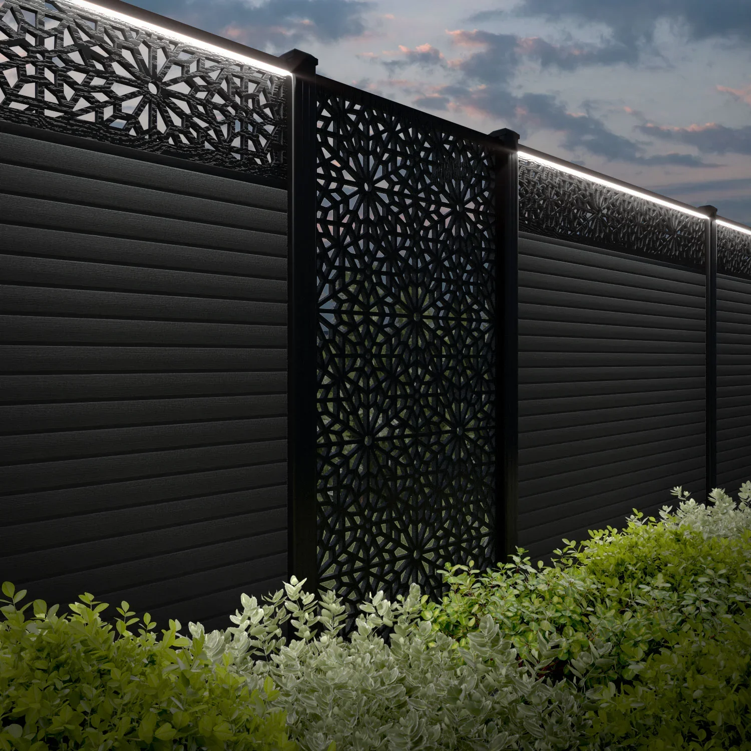 ONE ALU decorative french white lattice private garden prefabricated fence wooden aluminum manufacturing led fences for houses