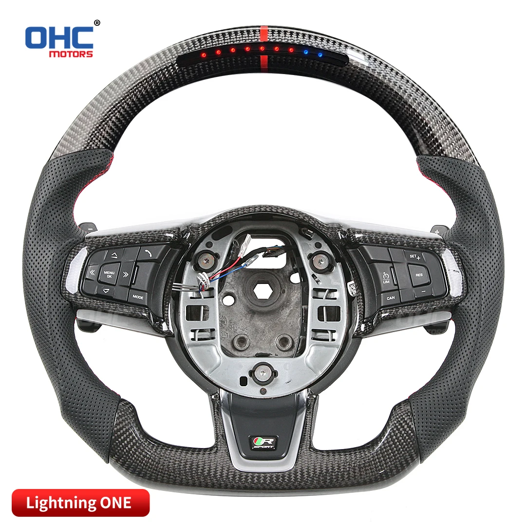 OHC Motors 100% Real Carbon Fiber Leather Alcantara Light Up LED Performance Display Steering Wheel for Jaguar F Type 2014-2023