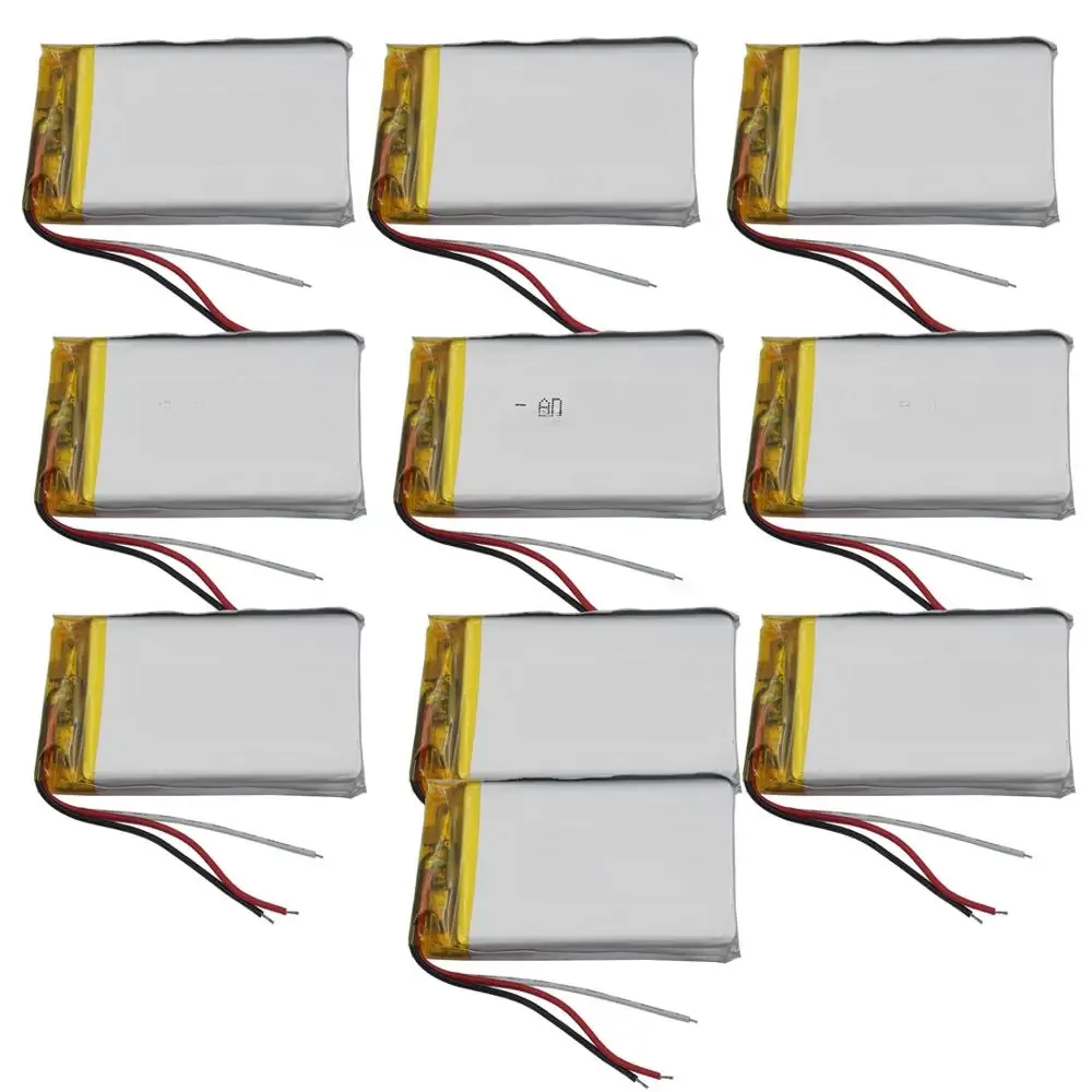 10pcs 3.7V 900mAh 3 Fio Termistor Recarregável Li-Polymer Li Lithium Li-ion Bateria 603048   Para