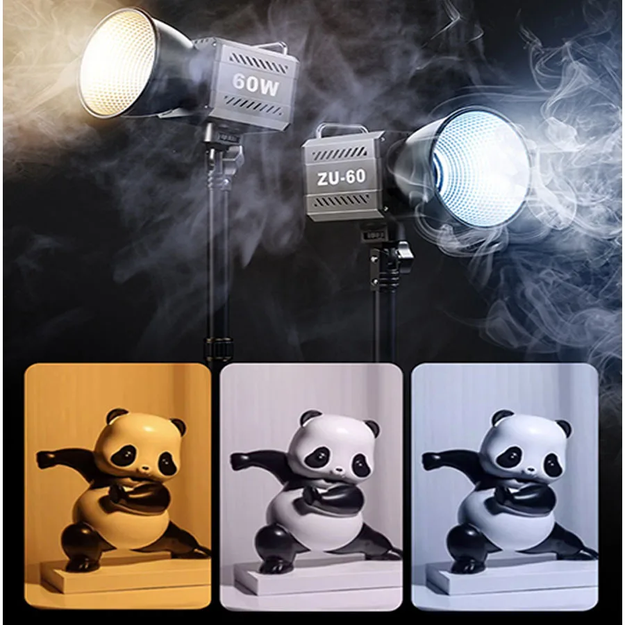 60W Portable LED Video Light with 3400mAh Internal Battery, Metal Mini Dual Color Temperature COB Continuous Output Lighting