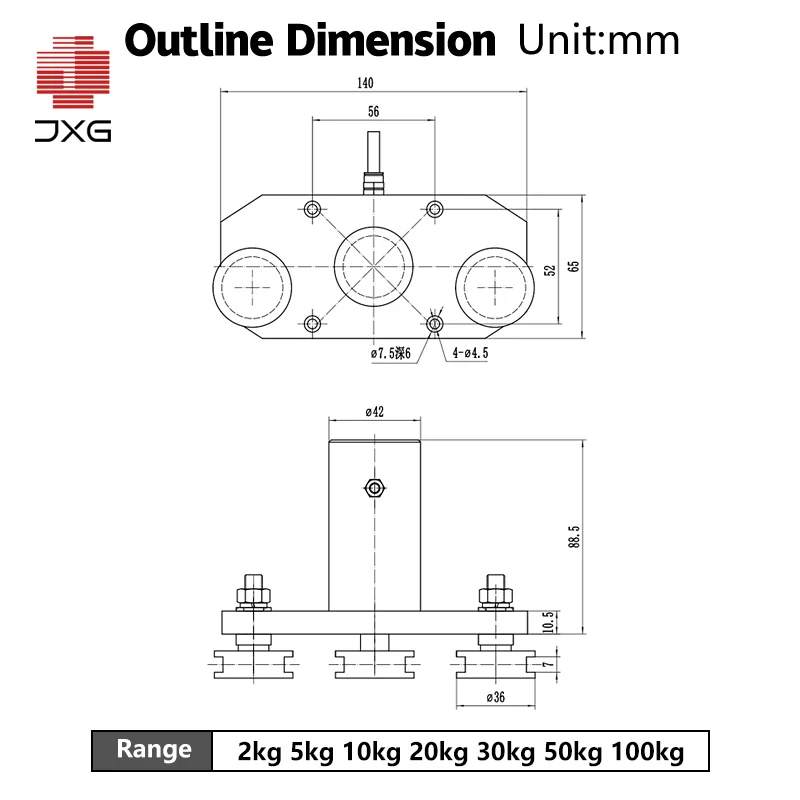 20N Three Pulley Cable Tension Sensor Metal Wire Rope Load Cell Yarn Pull Force Sensor for Measuring Weight