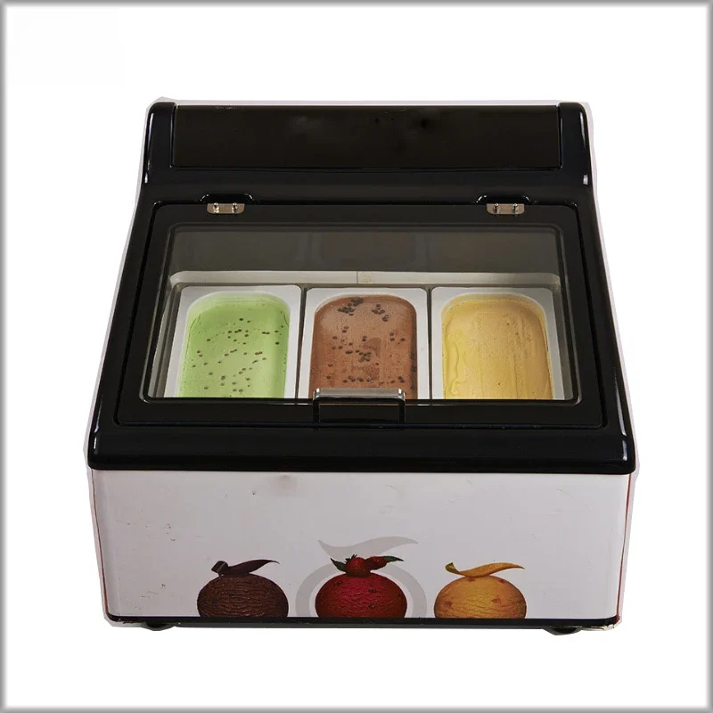 XEOLEO 2000W Kommerziellen Eis Display Schaufenster 3 Töpfe Harte Eis Schaufenster Ice Cream Freezer