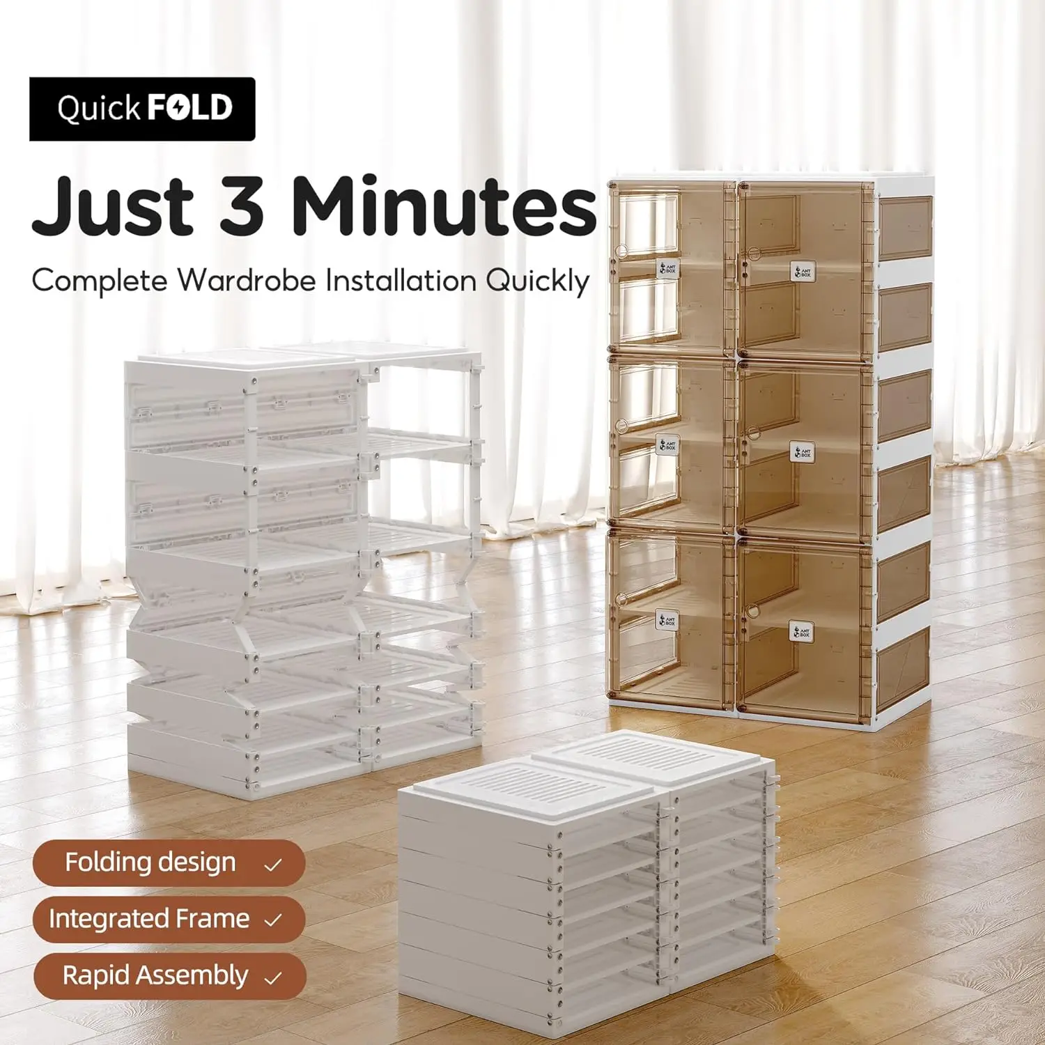 Installation-Free Wardrobe Large Capacity Multi-Layer Foldable Cabinet Bedroom Storage Cabinet Multi-Functional Storage Cabinet