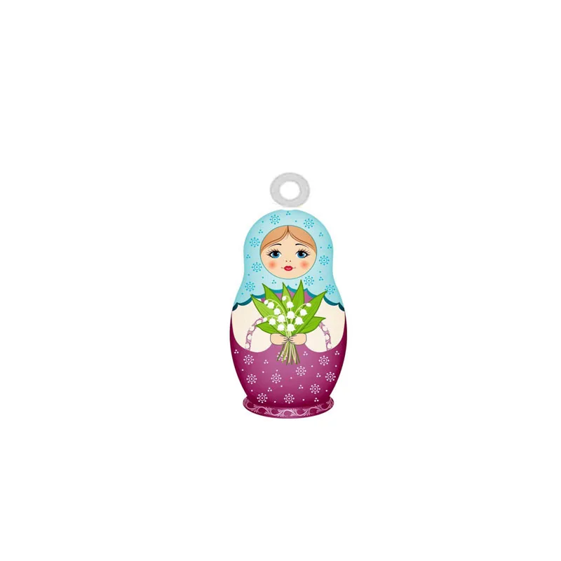 Matroshka Russian Dolls Acrylic Charms Double Sided Painting Matryoshka Girl Epoxy Planar Charm For Earrings Jewelry Accessories