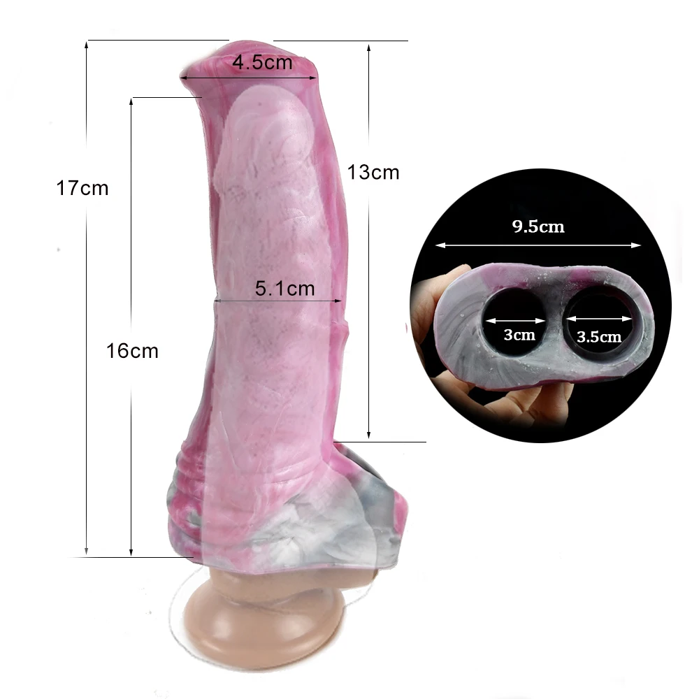 FAAK Fantasy Horse Penis Sleeve Gory Raw Meat Color Dick Enlargement & Extension Silicone Cock Sheath Sex Toys For Men