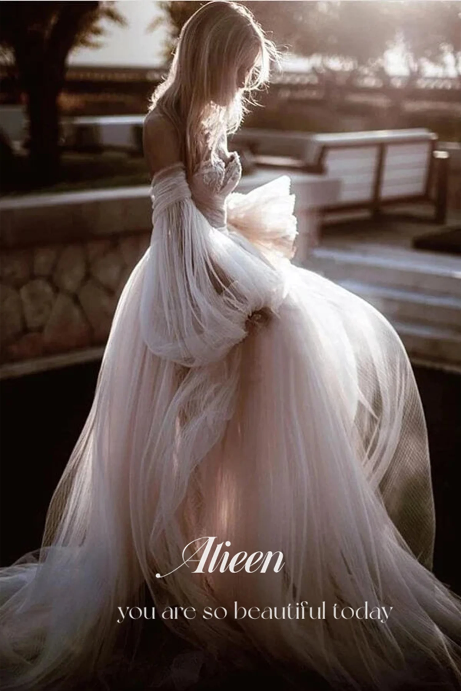 Aileen Sweetheart a-line Beach abito da sposa bohémien manica a sbuffo laurea Dubai abiti lunghi da sera di lusso da donna di lusso