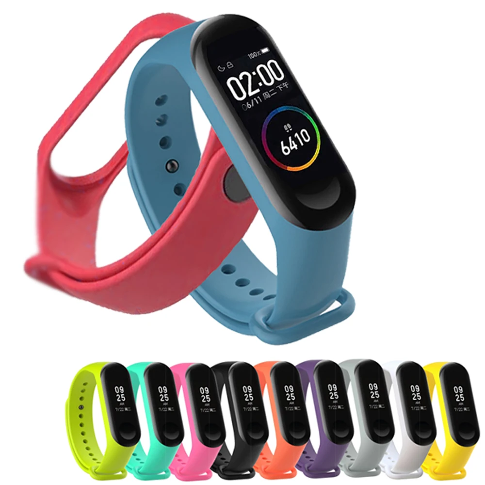 Strap COMPATIBLE with xiaomi mi band 3 & 4 silicone wristbands for smart watch smartband waterproof and flexible color straps