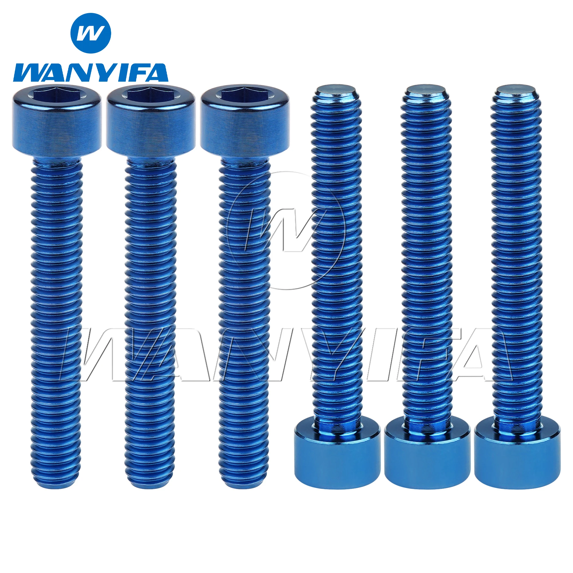 

Wanyifa 6pcs Titanium Bolt M6x40mm Cap Socket Hex Head Full Threaded Screws Blue Color for Bike Motorcycle Ti Fasteners