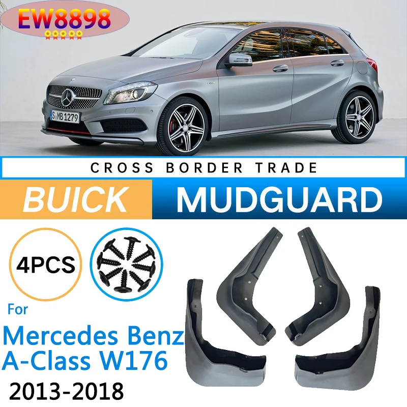 

4 PCS Front Rear Car Mudflap for Mercedes Benz A-Class W176 2013~2018 Fender Mud Guard Flaps Splash Flap Mudguards Accessories