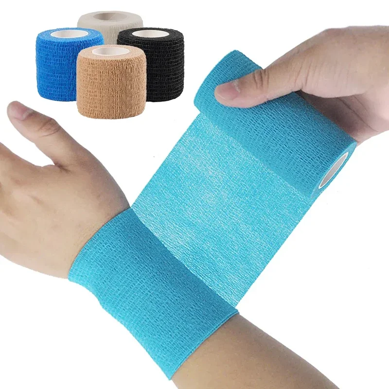 8 kolorów kolorowa sportowa taśma do owijania samoprzylepny bandaż elastyczny Elastoplast ochraniacz sportowy kolano palec kostka dłoń ramię — 2