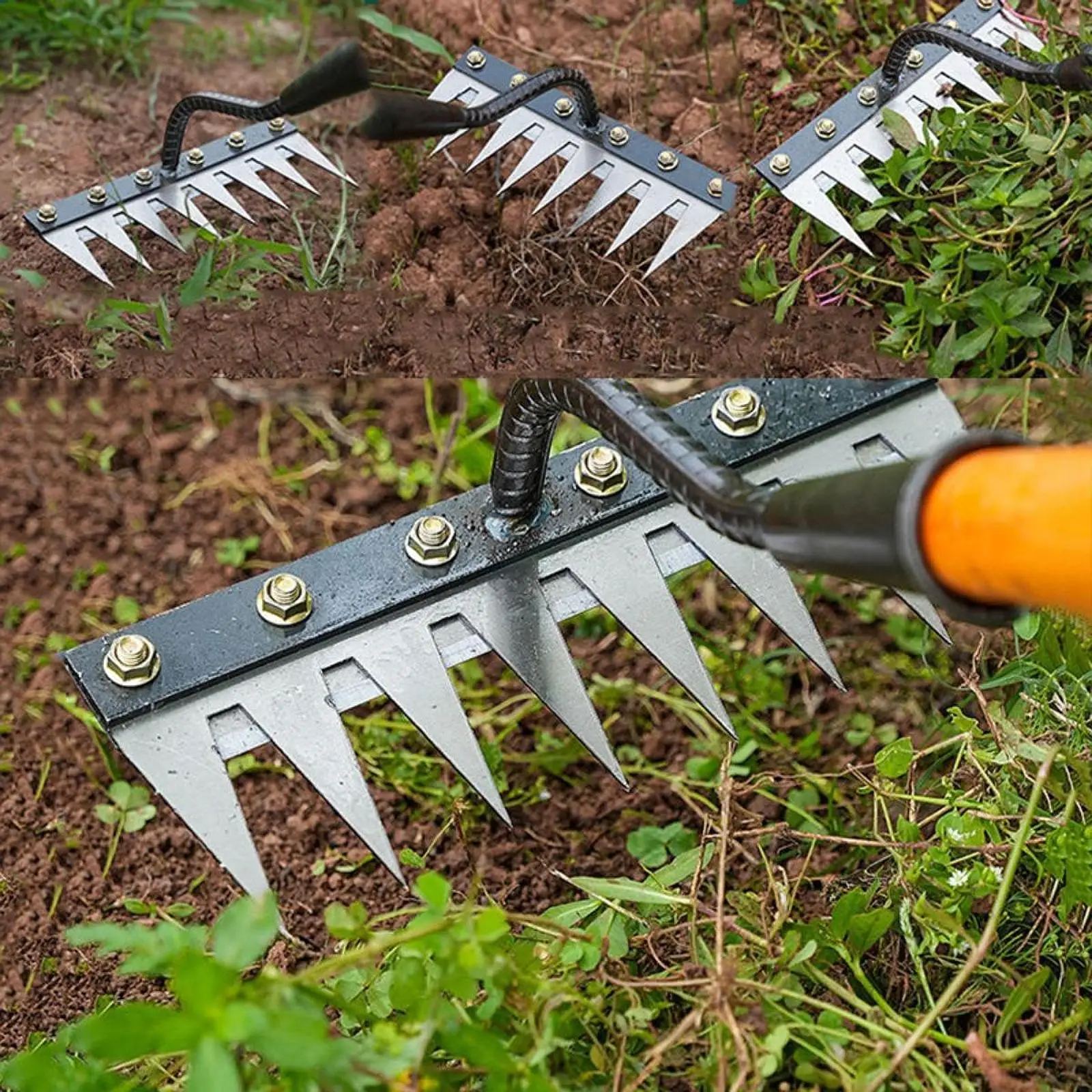 5/6/7/8 Tines Weed Puller Tool Garden Weed Pulling Tool Rake Alloy Steel Hand Weeder Tool Weed Remover Tool for Farm Backyard
