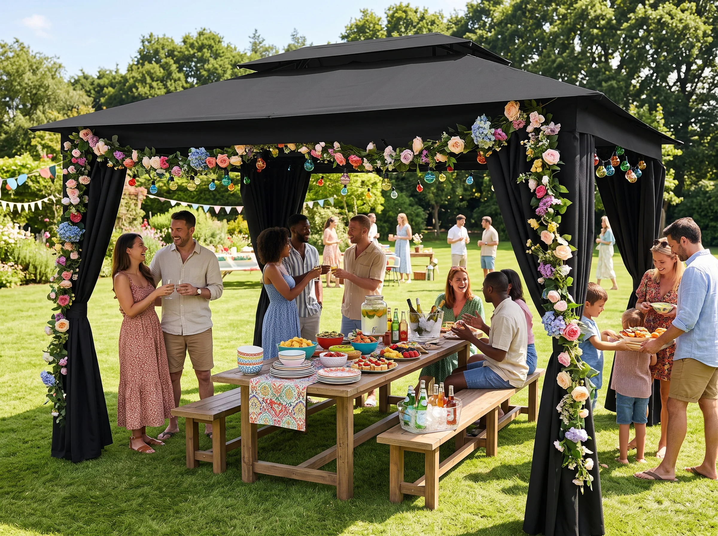10x15 Gazebo Canopy Tent with Vented Double Roof