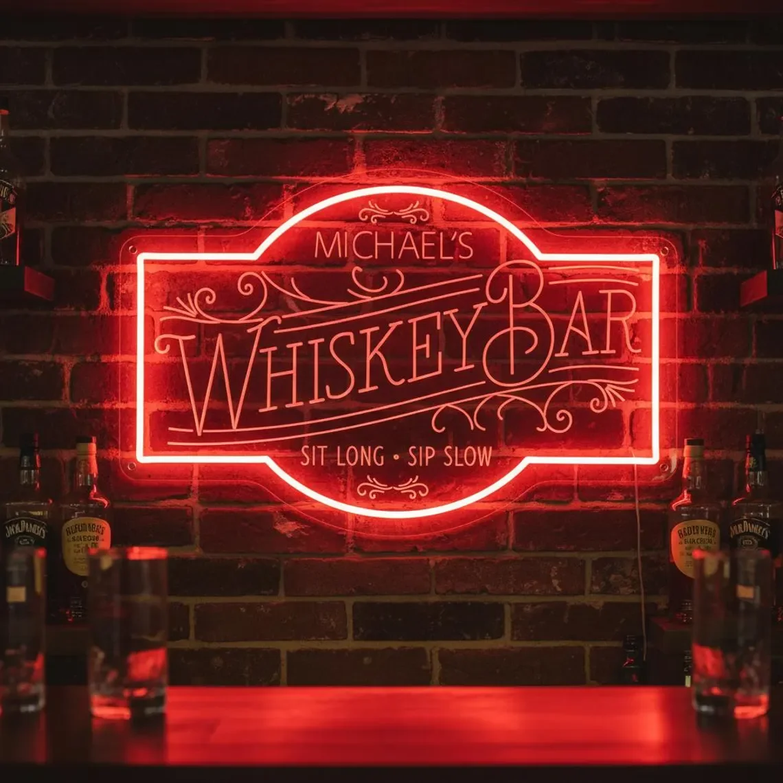 Personalized Name Whisky Bar Neon Sign Man Cave Decor image 9