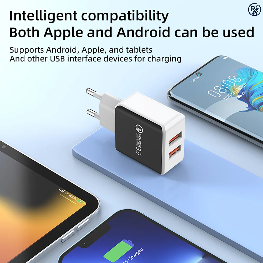 محول شحن 2A متعدد المعايير الأوروبية لشاحن السفر للهواتف المحمولة العالمية التي تعمل بنظام Android وApple #3
