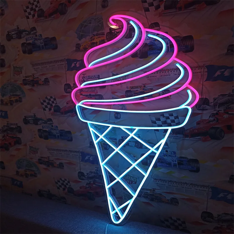 Imagem -05 - Ice Cream Led Neon Light Tapetes de Parede Decoração para Casa Bar Cozinha