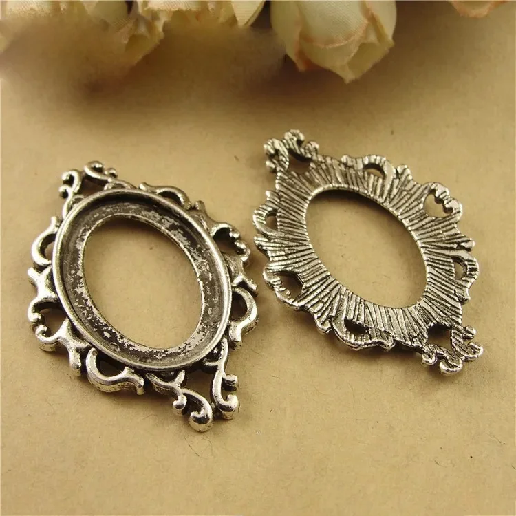 REGELIN wysokiej jakości 10 sztuk/partia antyczny brąz Metal Cabochon wisiorek ustawienia 18*25mm biżuteria półfabrykaty Fit biżuteria, dzięki czemu — zdjęcie 2